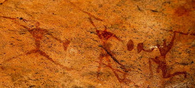 Pinturas rupestres en el parque nacional Ubirr Art Site, de Kakadu en Australia.