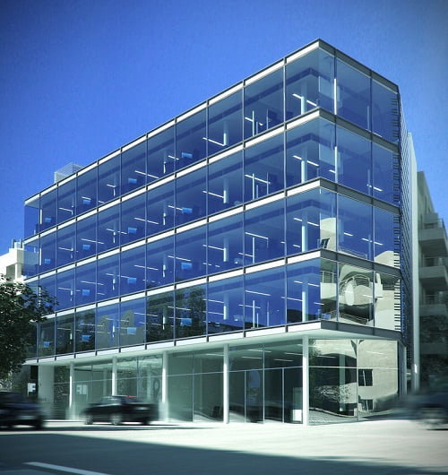 fachada de un edificio de oficinas moderno
