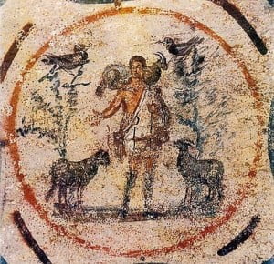 El buen pastor de la catacumba de Priscilla, 250-300 