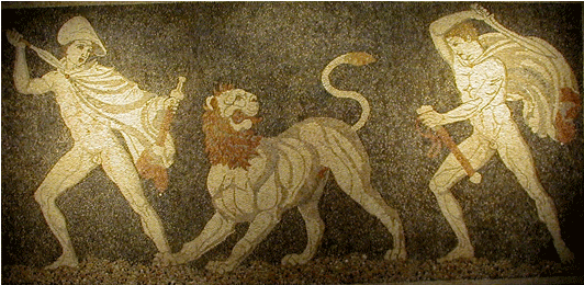 la caza del leon -mosaico