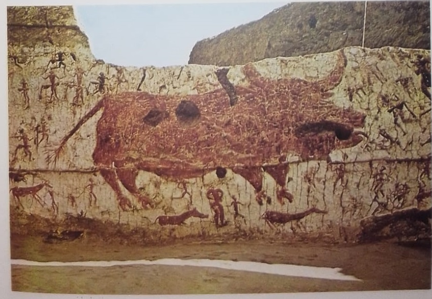 arte neolitico, ejemplo de pintura rupestre que sigue hasta nuestros días, Anatolia. 