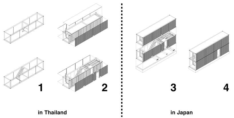 planos de unas viviendas construidas con contenedores