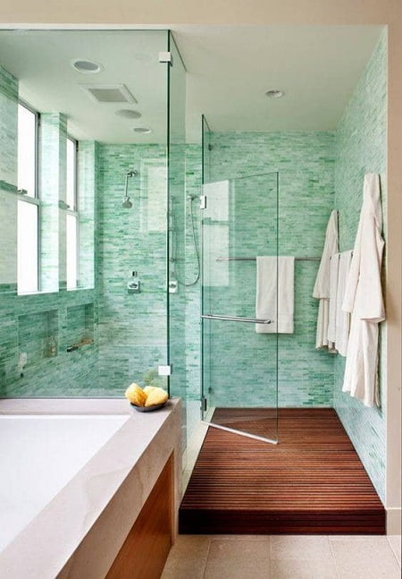 ejemplos de duchas modernas color verde claro
