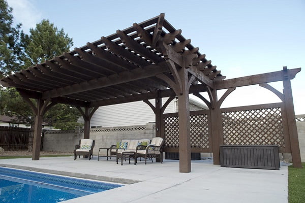 pérgolas de madera para piscinas decoracion